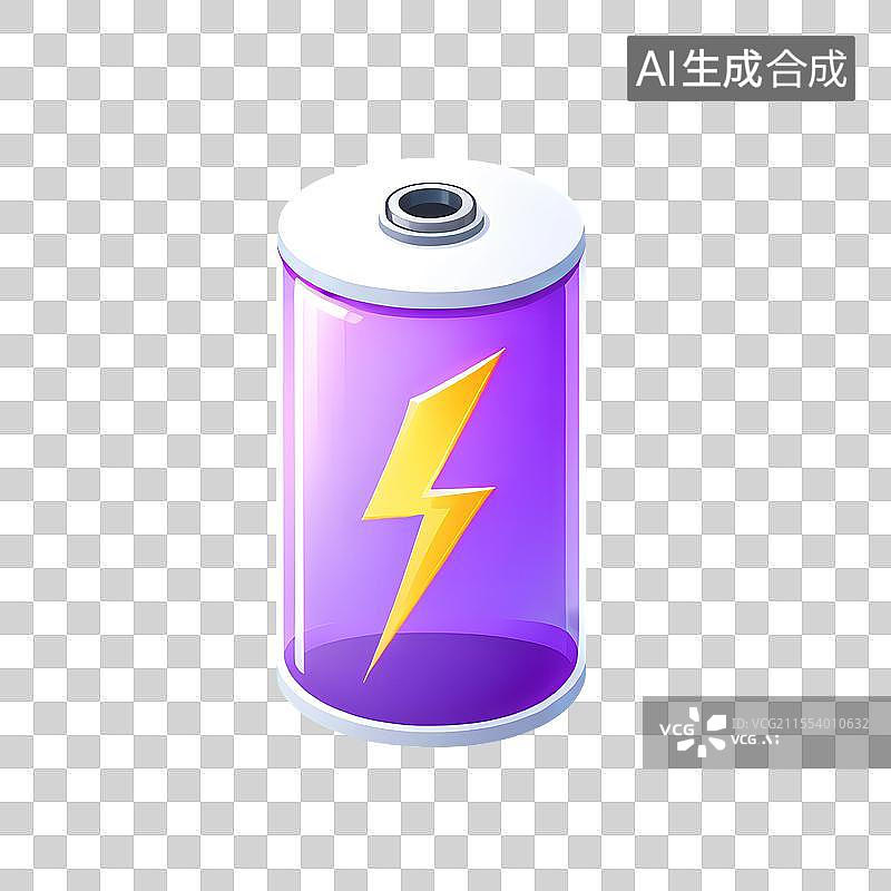 【AI数字艺术】3D渲染，紫色电池，蓄电池，电源，能源，充电，能量免抠元素图片素材