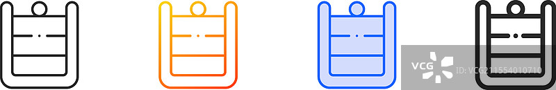 布丁图标，细线性渐变蓝色描边和图片素材