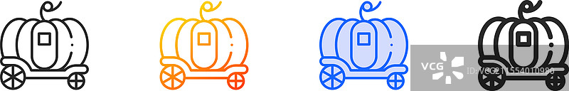 南瓜马车图标，细线性渐变蓝色图片素材