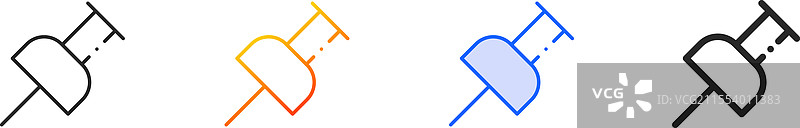 图钉图标，细线性渐变蓝色描边图片素材