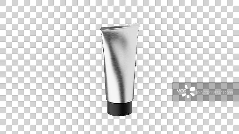 简约银色软管包装  化妆品软管的留白艺术图片素材
