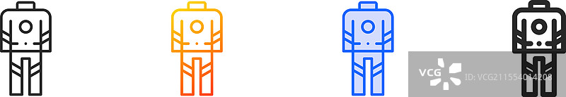 赛车服图标，细线性渐变蓝色描边图片素材