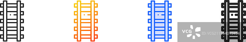 铁路图标，细线性渐变蓝色描边和图片素材