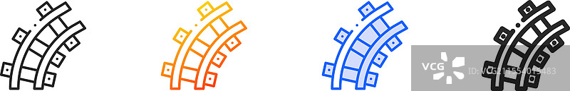 铁路图标，细线性渐变蓝色描边和图片素材