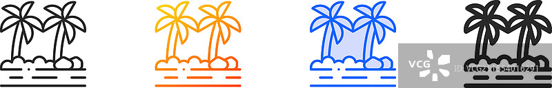 雨林图标，细线性渐变蓝色描边图片素材