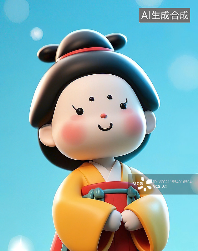 【AI数字艺术】萌趣古风小仕女图片素材