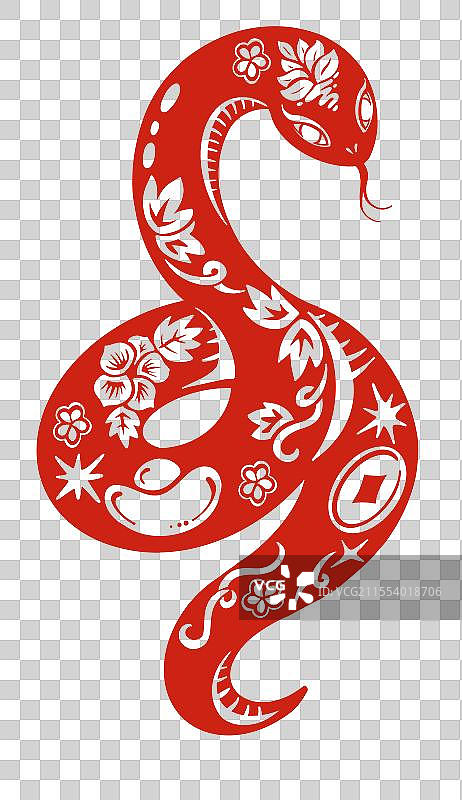 2025蛇年中式插画元素图片素材