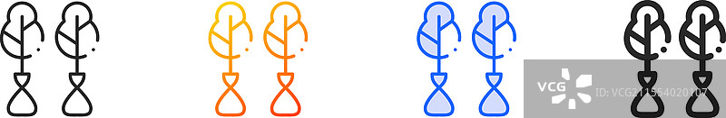 植树造林图标，细线性渐变蓝色图片素材