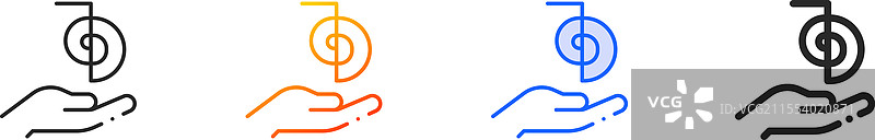 灵气图标，细线性渐变蓝色描边图片素材