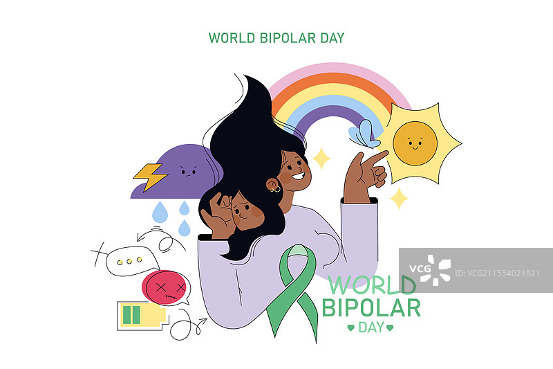 世界双相障碍日平面设计图片素材