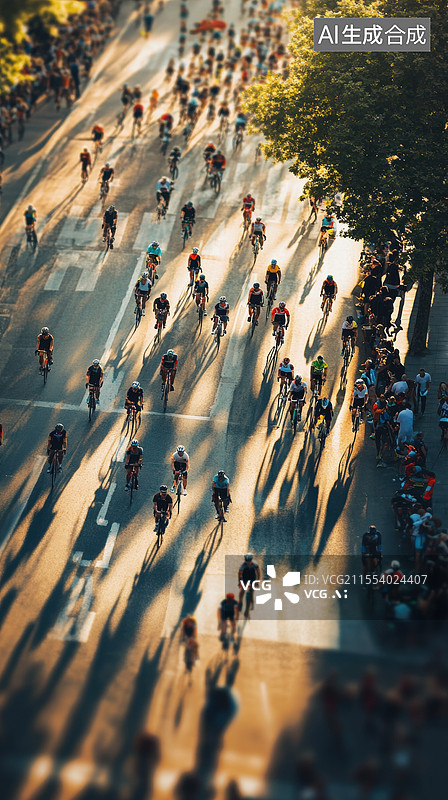 【AI数字艺术】阳光下自行车比赛图片素材