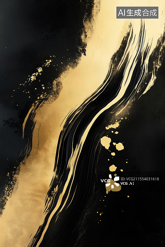 【AI数字艺术】黑金水墨背景图片素材