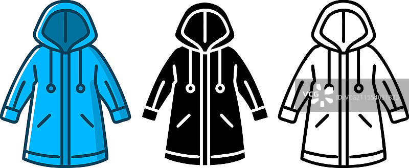 蓝色和黑色的连帽雨衣和外套图片素材
