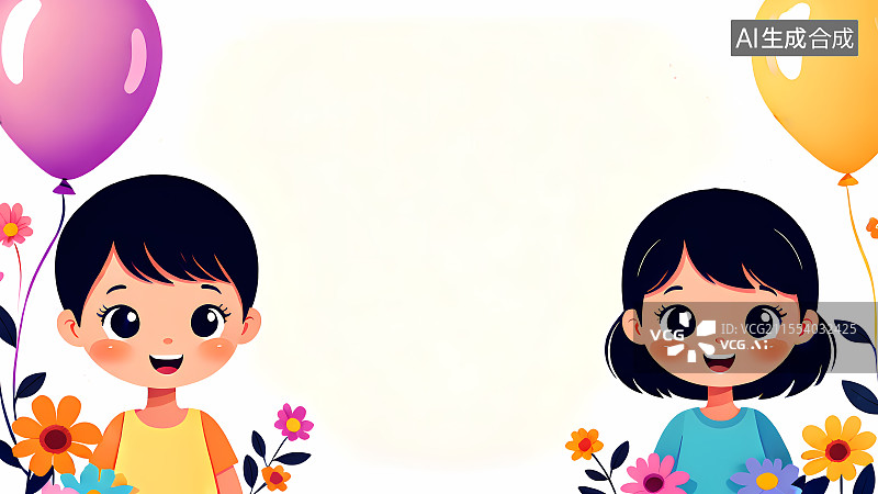 【AI数字艺术】可爱的孩子，儿童节开学季背景壁纸图片素材