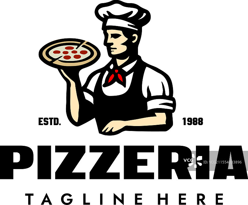经典比萨厨师角色标志图片素材
