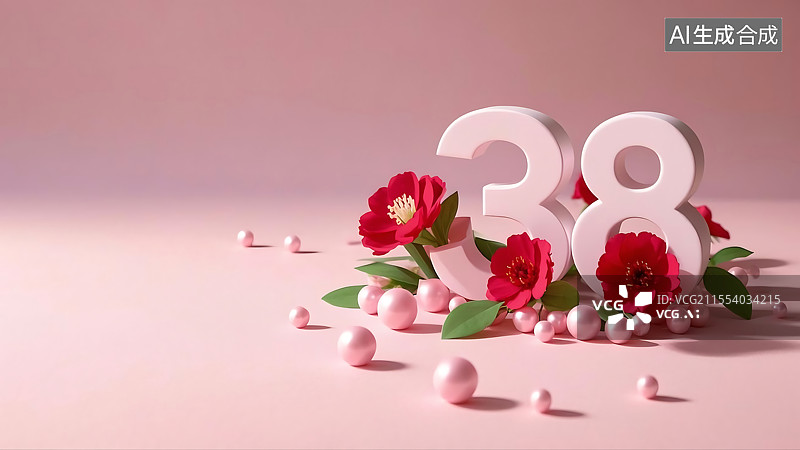 【AI数字艺术】国际三八妇女节女生节女神节粉红色电商展示3D渲染背景图片素材