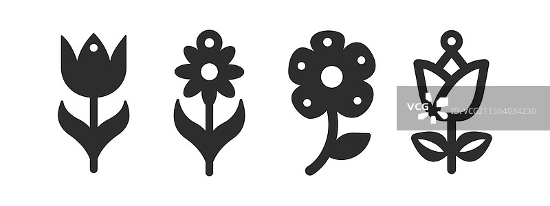 四款花卉设计的耳环或吊坠图片素材