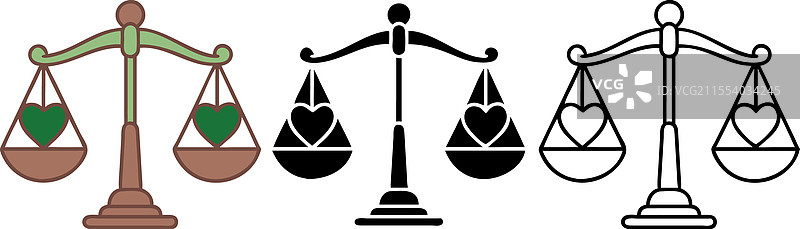 公正的天平上平衡着爱的心形物体图片素材