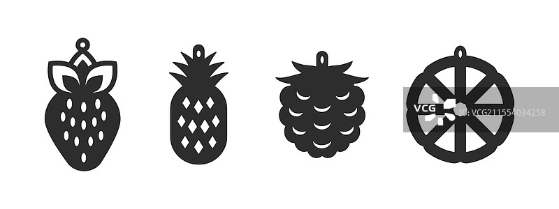 水果耳环设计剪影集图片素材