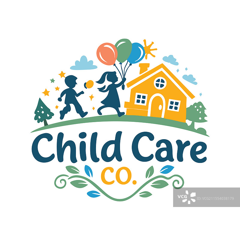 婴儿商店、儿童照护、日托学校和儿童标志图片素材