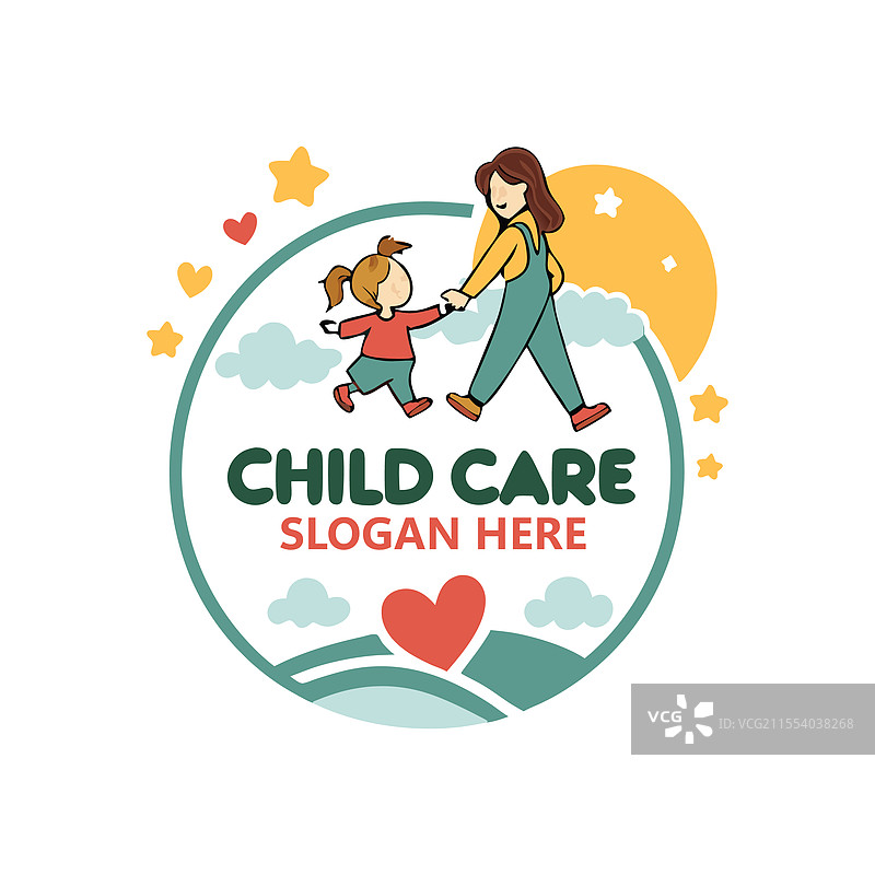 婴儿商店、儿童护理、日托学校和儿童标志图片素材