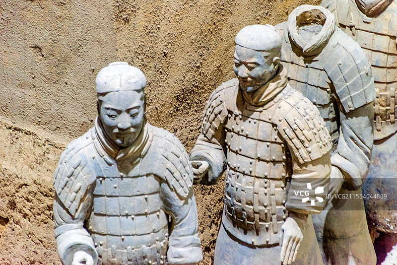 中国陕西西安秦始皇兵马俑博物馆三号坑遗址陶俑图片素材