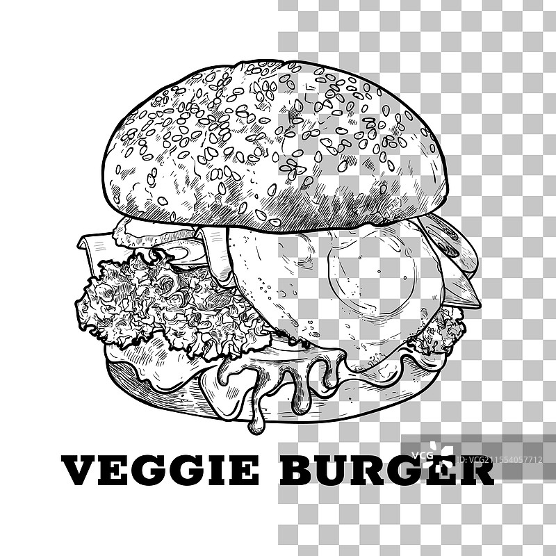 素食汉堡的黑色轮廓图片素材