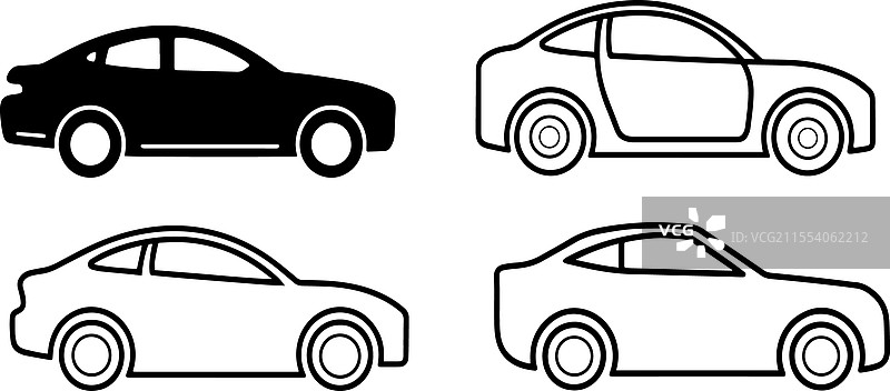 简单的黑色汽车轮廓图标图片素材