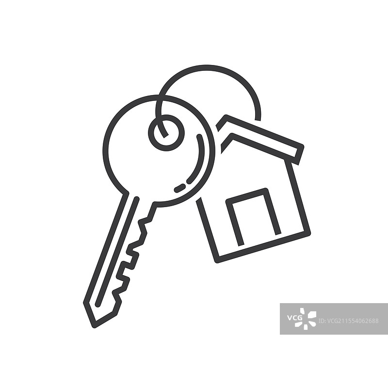 带钥匙环和吊坠房子挂件的钥匙链图片素材