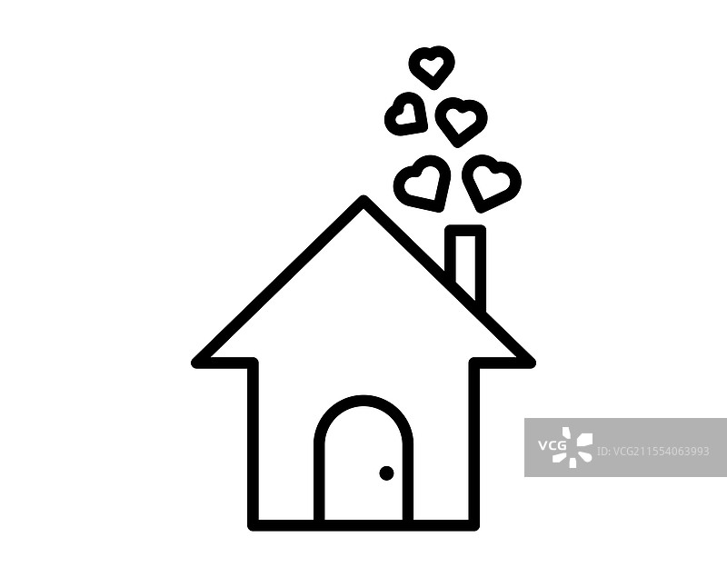 爱心家园图标结合了一个心形元素图片素材