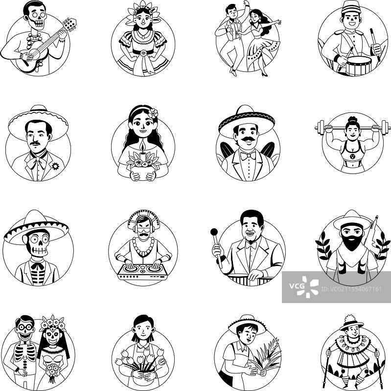 墨西哥人图形风格的集合图片素材