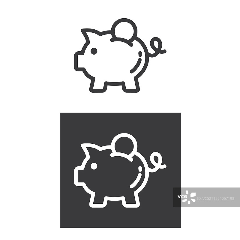 猪银行图标 线条 银行符号 时尚图片素材
