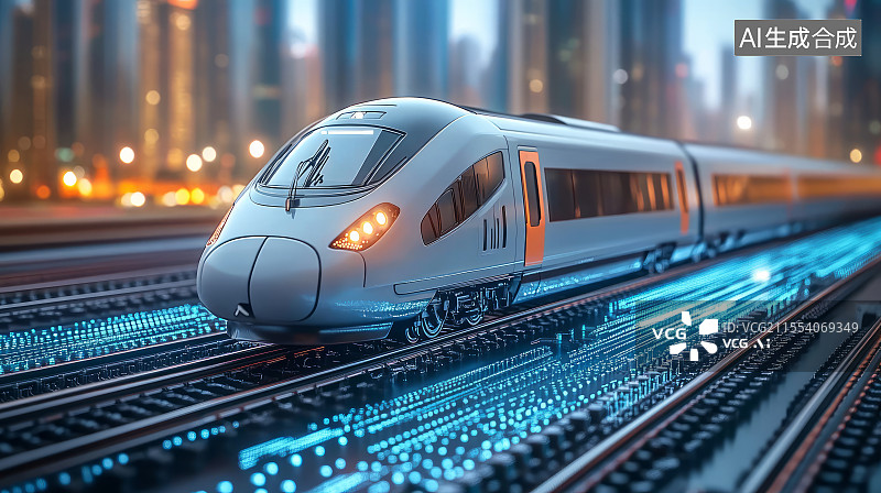 【AI数字艺术】现代高铁火车轻轨列车模型图片素材