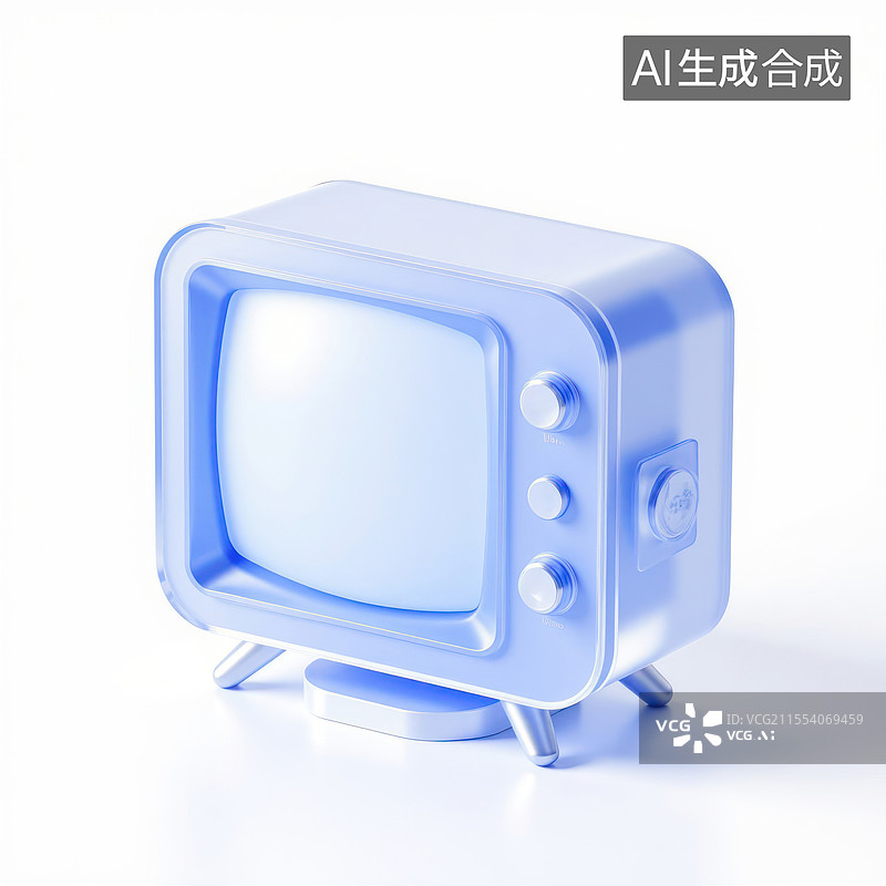【AI数字艺术】简约风格电视机图标，3D电视图标，显示器图片素材