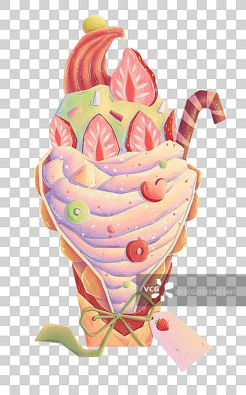 草莓冰淇淋华夫饼甜筒图片素材