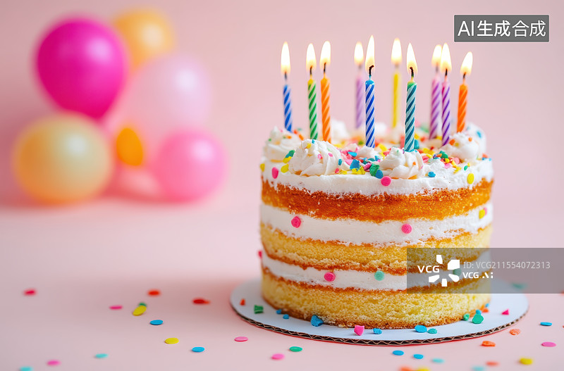 【AI数字艺术】庆祝生日蛋糕场景背景图片素材