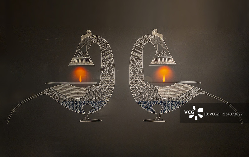 西汉雁鱼青铜灯线图 南昌汉代海昏侯国遗址 广西壮族自治区博物馆图片素材