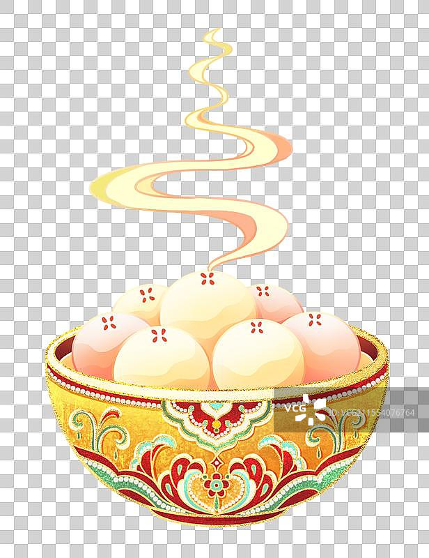 国风汤圆，元宵节元素插画图片素材