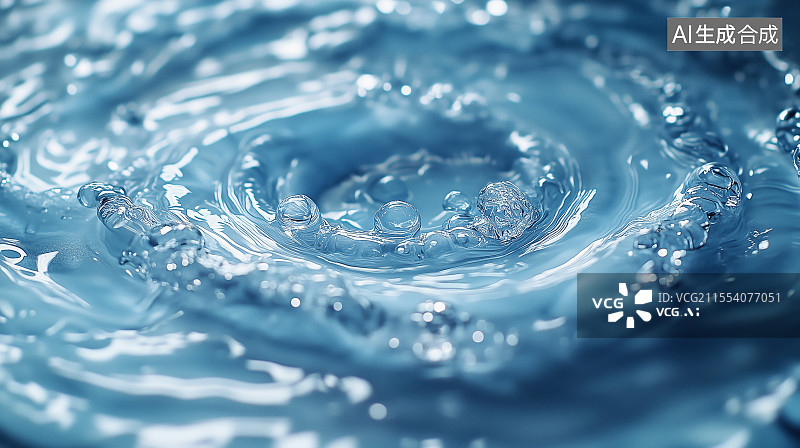 【AI数字艺术】水里的水滴的特写镜头图片素材