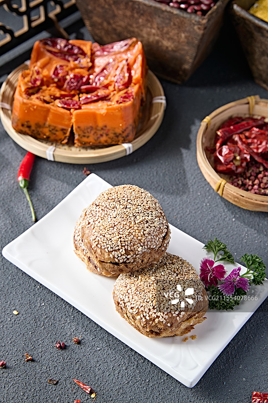 芝麻红糖棋子烧饼图片素材