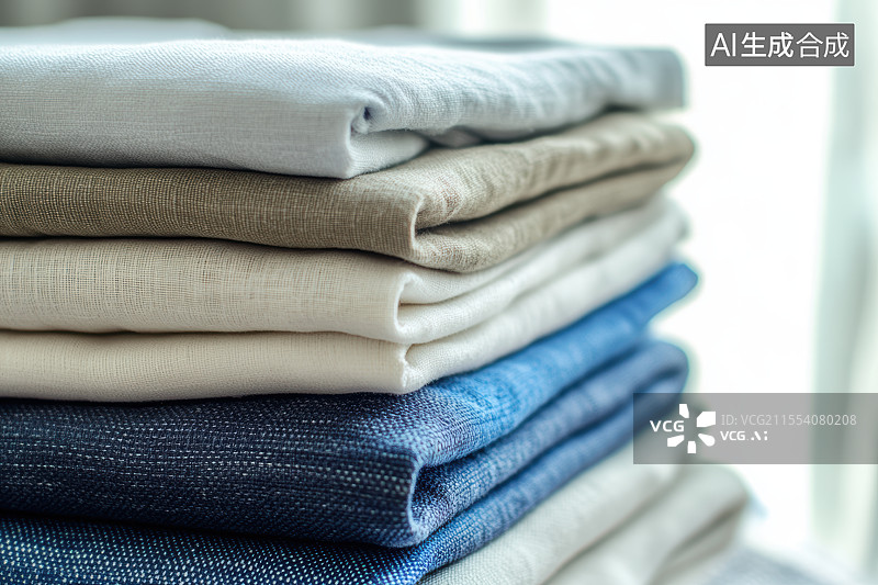 【AI数字艺术】室内整齐叠放着的衣服衬衫图片素材