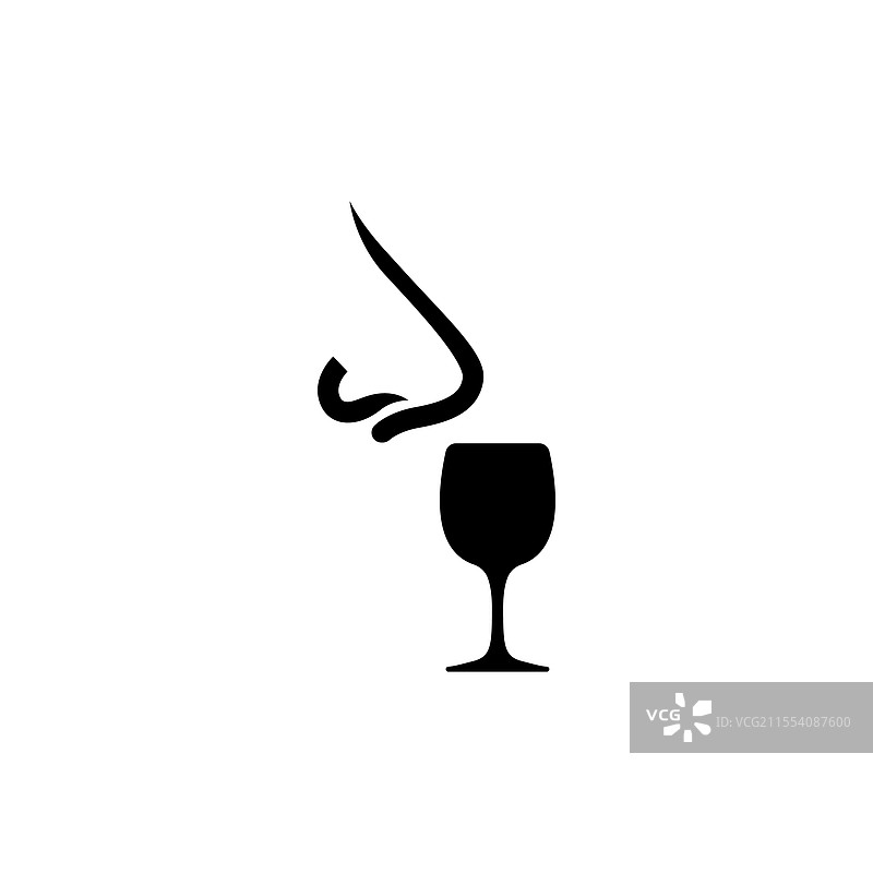 优雅的酒杯图标与象征的鼻子图片素材