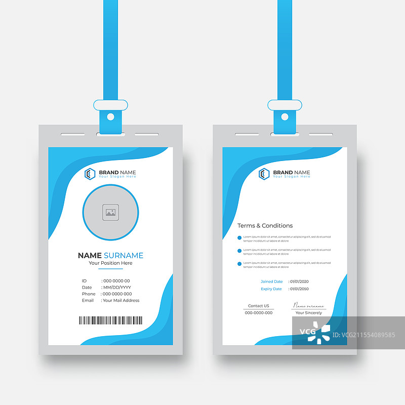 抽象的蓝色简洁清新的身份证设计图片素材