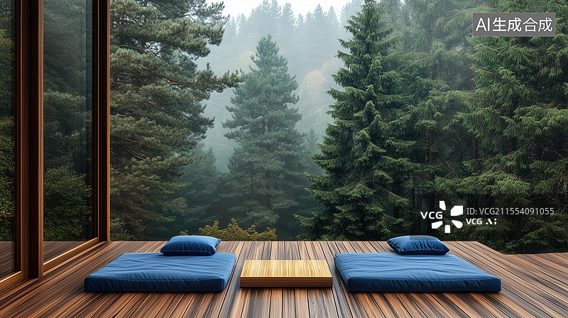 【AI数字艺术】森林中的宁静禅意空间图片素材