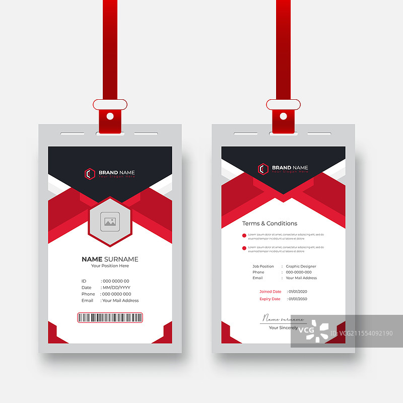 抽象现代且色彩丰富的公司员工身份证图片素材