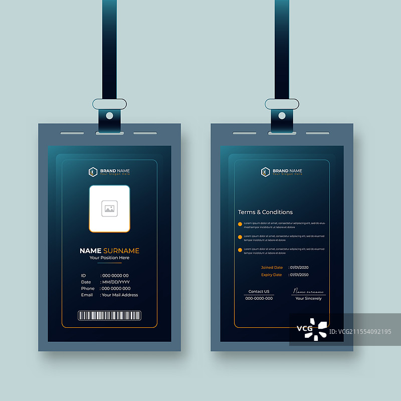 干净专业的公司员工身份证图片素材