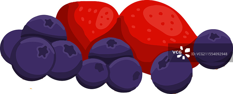 手绘的新鲜草莓和蓝莓图片素材