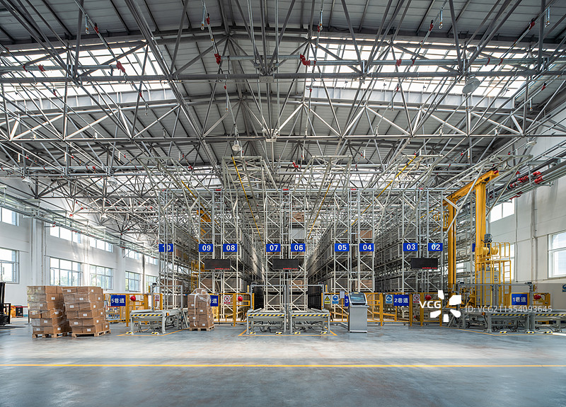 物流园的自动化仓储库房图片素材