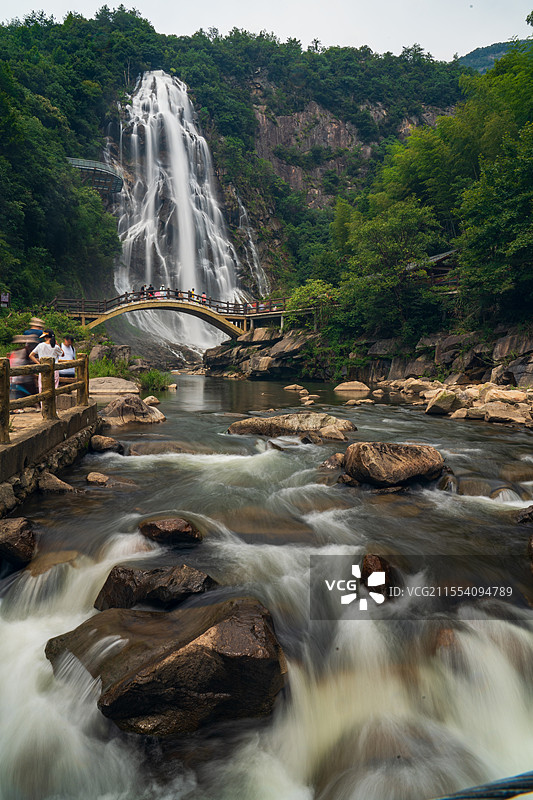 安徽安庆大别山彩虹瀑布慢门拍摄图片素材