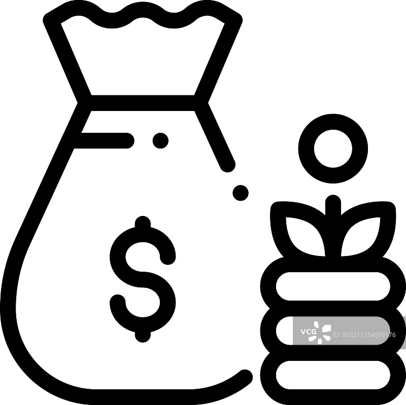 钱袋图标，细线风格设计，独立展示图片素材